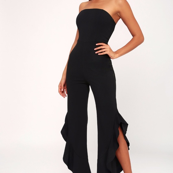 After Midnight Black Strapless Ruffle Leg Jumpsuit - Picture 2 of 5
